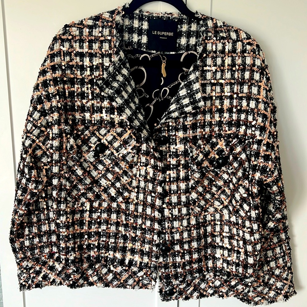 Le Superbe Monte Carlo Tweed Sequin Jacket Size 2
